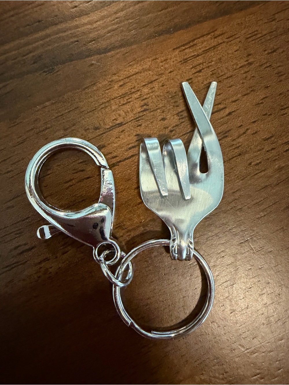 Fingers-Crossed Stainless Fork Purse Charm/Keychain